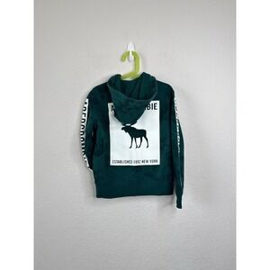 Abercrombie Kids Zip Up Hoodie 5/6 Boys Girls Green Tie Dye Patch Logo Outdoor